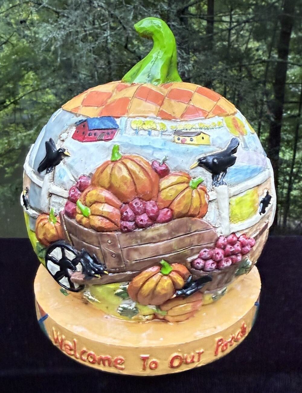 Autumn Accents Pumpkin Décor 7" Welcome to Our Patch Jim Shore Style S1